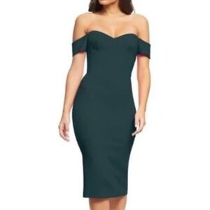 NWT Dress the Population Bailey Off The Shoulder Sweetheart Midi Dress- SIZE L